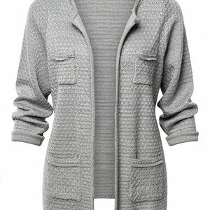 White House Black Market Textured Gray Cardigan